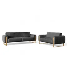 Fun Möbel Sofaset Designersofas VALERIE 3-2 in Stoff Stoff Elisa Velvet Anthrazit - Grau