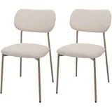 Mendler 2er-Set Esszimmerstuhl HWC-O26, Küchenstuhl Polsterstuhl Stuhl, Cord (330g/m2) Stoff/Textil Metall ~ beige