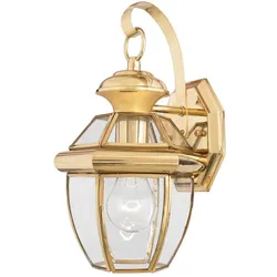 Außenleuchte Laterne Wandlampe Messing Glas H 31,1 cm Klassisch Hoflampe Veranda