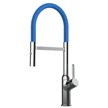 VIZIO Wasserhahn Küchenarmatur BOD mit 360° Schwenkbarem Auslauf Abnehmbare 2 Strahl Handbrause Verchromt Blau
