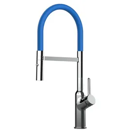 VIZIO Wasserhahn Küchenarmatur BOD mit 360° Schwenkbarem Auslauf Abnehmbare 2 Strahl Handbrause Verchromt Blau