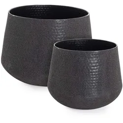 Outdoor-Vase Kenar 2er-Set aus Metall Niedrig, Schwarz