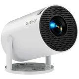 XGODY Tragbarer Projektor Mini-Beamer (10000 lm, 8000:1, 3840 x 2160 px px, 180-Grad-Winkel, 130-Zoll-Display HDMI USB) weiß