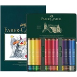 Faber-Castell Polychromos Artists A4 Zeichenblock und Box mit 60 Buntstiften – Künstler-Set für Malbücher für Erwachsene, Bastelbedarf, Zeichnen, Skizzieren, Bleistifte resistent gegen