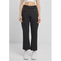 URBAN CLASSICS Cropped Straight Leg Jeans Black Washed 26