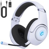 KAPEYDESI Gaming Headset Wireless, Gaming Kopfhörer Kabellos mit Abnehmbares 3D-Stereomikrofon, Bluetooth 5.2 Headset, Gaming Headset für PS5 PS4 PC, Switch, Mac, Weiß