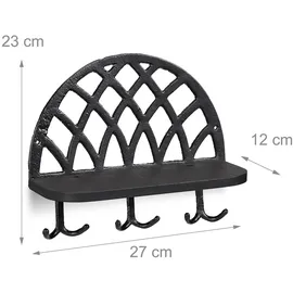 Relaxdays Schlüsselbrett schwarz mit 6 Haken