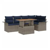 vidaXL Gartenlounge-Set 6-tlg. Grau