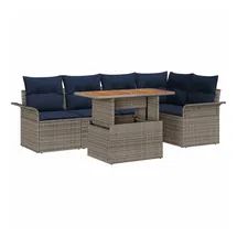 vidaXL Gartenlounge-Set 6-tlg. Grau
