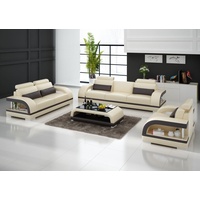 JVmoebel Sofa Moderne Ledersofas Sofagarnitur 3+1+1 Sitzer Garnituren Design, Made in Europe beige