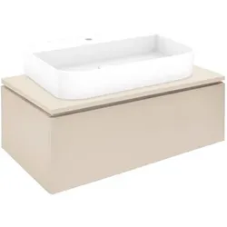 Badezimmerschrank mit Waschbecken und Abdeckplatte 100x30x46 cm beige Schachmatt SATFEEL100BEDU