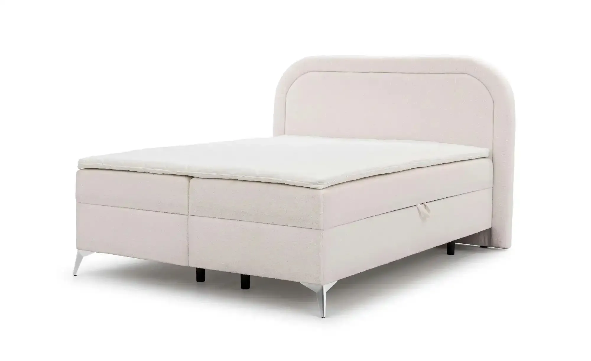 S-STYLE Boxbett mit Bettkasten  Bouclé-Stoff Sonna , weiß , Maße (cm): B: 220 H: 120