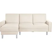 Schlafsofa MAX WINZER "Just Fresh" Sofas Gr. B/H/T: 230cm x 93cm x 152cm, Samtvelours 20442, Recamiere beidseitig montierbar, beige (creme) mit Rückenverstellung, inklusive Stauraumhocker