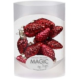INGE-GLAS MAGIC 12 Zapfen 4,5 cm Glas Weihnachtsschmuck Weihnachtsdeko Christbaumkugeln Christbaumschmuck 45mm (Chianti // Bordeaux)