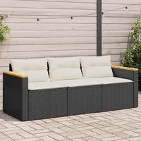 KKHOMEI Gartensofa Rattan Sofa 3-Sitzer Balkon Couch Lounge Sofa Balkon Lounge Klein Balkonmöbel Rattansofa Outdoor Sitzbank Gartenmöbel Polyrattan