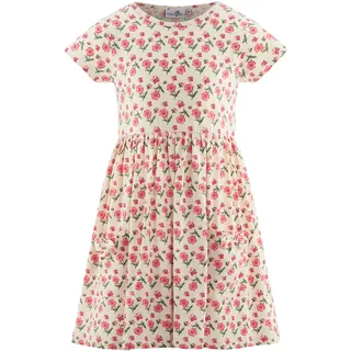happy girls Jerseykleid HAPPY GIRLS, Mädchen, Gr. 86, N-Gr, beige, Jersey, Obermaterial: 95% Baumwolle, 5% Elasthan, bedruckt, geblümt, Basic kniebedeckend, Rundhals, Kleider Jerseykleid, mit aufgesetzten Taschen