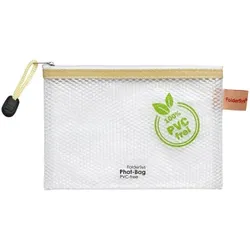 FolderSys PVC-freier Reißverschluß-Beutel A6 transparent/beige, weißer Reiß-