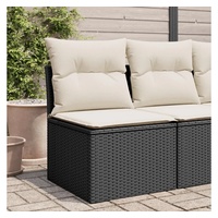 vidaXL Loungesofa Gartensofa ohne Armlehnen mit Kissen Schwarz Poly Rattan schwarz