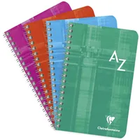 Clairefontaine 8609C - Adressbuch / Vokabelheft mit Spiralbindung, 11x17 cm, 90 Blatt, kariert, 90g, farbig sortiert, 1 Stück