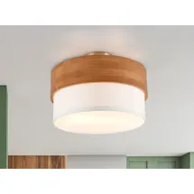Trio Lighting Deckenleuchte Holz & Stoffschirm Ø 30cm - Hellbraun