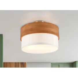 Trio Lighting Deckenleuchte Holz & Stoffschirm Ø 30cm - Hellbraun
