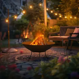 ECD Germany Feuerschale Ø55x24 cm Stahl mit 3 Füße für Grillabend, Feuerstelle für den Garten, Feuerkorb rund mit Dreibein-Gestell, Outdoor