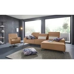 Ecksofa SIT & MORE "Gizeh L-Form", braun (machiato), B:289cm T:178cm, Sofas, Fußhöhe 15 cm, inklusive Sitztiefenverstellung und Kopfteilverstellung