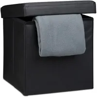 Relaxdays Sitzhocker Kunstleder 38 x 38 x 38 cm Schwarz