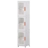 TUWENA Badkommode 3/4 Etage Badezimmerschrank, Schmal Badschrank Hochschrank mit Rädern, Schrank Toilettenpapier, Platzspare Kunststoffschrank, Beistellschrank