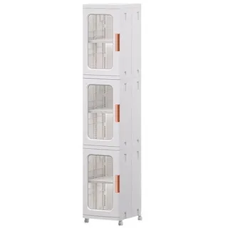 TUWENA Badkommode 3/4 Etage Badezimmerschrank, Schmal Badschrank Hochschrank mit Rädern, Schrank Toilettenpapier, Platzspare Kunststoffschrank, Beistellschrank