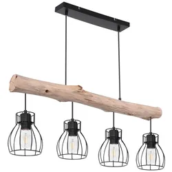 Hängeleuchte, Gitter Design, Holz, H 140 cm, MINA