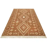 Green Looop Teppich GREEN LOOOP "Monaco GL-82103", braun, B:130cm H:5mm L:190cm, Baumwolle, Schurwolle, Teppiche, Teppich, handgewebter Naturfaserteppich aus 80% Wolle 20 % Baumwolle, Fransen