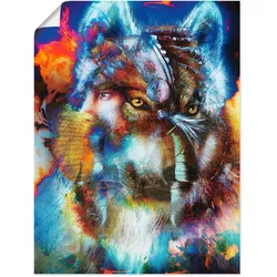 Artland Wandbild »Indischer Krieger mit Wolf«, klassische Fantasie, (1 St.), als Leinwandbild, Poster, Wandaufkleber in verschied. Größen Artland Farbe Bild(er): bunt