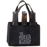 Spetebo Filz Flaschenträger für 6 Flaschen - Bier Holen ist auch Bewegung - Männer Handtasche Flaschentasche Bierträger Flaschenhalter