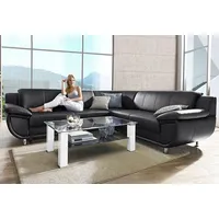 Ecksofa TRENDMANUFAKTUR "Rondo wahlweise mit Schlaffunktion, bequeme Armlehnen", schwarz, B:267cm H:85cm T:247cm, Microfaser PRIMABELLE (100% Polyester);Kunstleder SOFTLUX;Struktur (54% Polyacryl, 46% Polyester);NaturLEDER (echtes Rindsleder) in Sitz und Rücken, Korpus Kunstleder SOFTLUX, Sofas, Ecksofa, L-Form, wahlw.mit Federkern, Füße chromfarben, Unser Dauertiefpreis