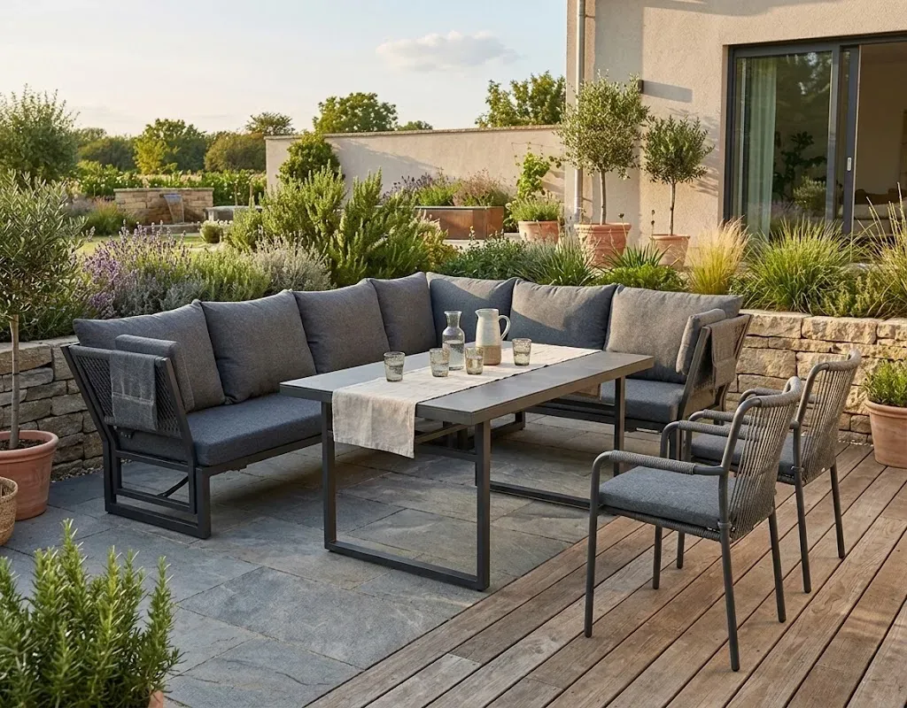 Gardissimo SAN REMO XL Ecklounge Gartenmöbel Sitzgruppe Sintered-Stone anthrazit
