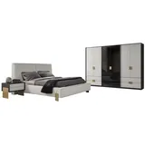 Xlmoebel Schlafzimmer-Set 4-teiliges Luxus-Schlafzimmer-Set: Bett, 2x Nachttische, (4-tlg., Bett / 2x Nachttische / Kleiderschrank), Hergestellt in Europa weiß