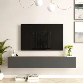 [en.casa] Lapinlahti TV-Lowboard 180 x 29,5 x 31,5 cm Anthrazit/Eiche Holz