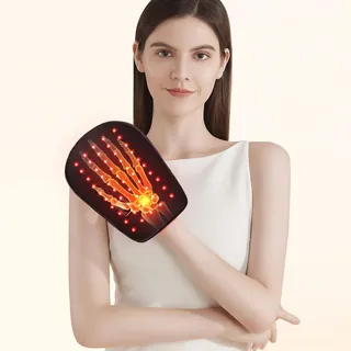 Rotlichtlampe Handschuhe, 50LEDs Red Light Therapy, 660nm & 850nm Infrarotlampe mit Zeitschaltuhr, für Linderung von Schmerzen im Handgelenk