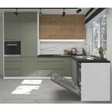 Feldmann-Wohnen Winkelküche Avellino 302 x 232 cm Blum Metabox weiß/reedgreen matt