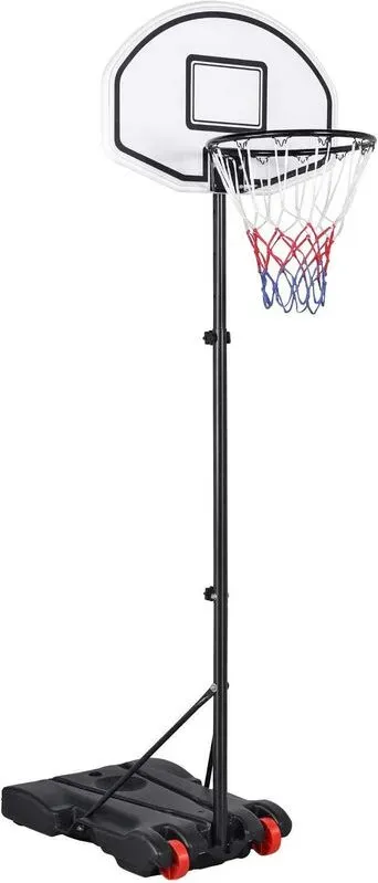 Yaheetech 1,9-2,5 m höhenverstellbares Basketballkorb-System, tragbares Basketballtor für draußen, Jugend, mit Rollen und Wasser-/Sand-Füllbasis, schwarz