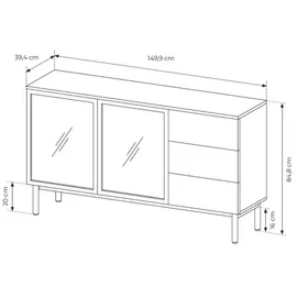 Möbel Kraft Sideboard ¦ schwarz ¦ Maße (cm): B: 149,9 H: 84,8