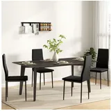 HOMCOM Esszimmerstuhl mit Rückenlehne, Samtoptik, Metallbeine (Küchenstuhl, 4 St), für Esszimmer, Wohnzimmer, Schwarz schwarz
