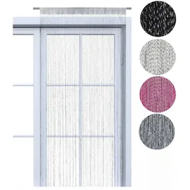 Wometo Fadenvorhang, 90x245 Oeko-Tex®, Silber Silber glänzend kürzbar