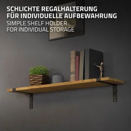 ML-Design 2 Stück Regalhalterung 25x4x14,5 cm Schwarz, Metall, 10 Zoll Regalhalterungen, Industrielle Regalwinkel, Regalträger für Wandmontage, 90 Grad Wandhalterung, L-Form Wandregal, mit Schrauben