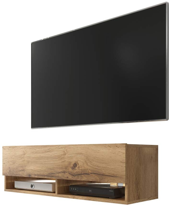 Selsey Wander – TV-Lowboard/TV-Schrank Wotan Eiche Holzoptik hängend/stehend mit LED 140cm