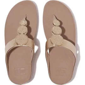 FitFlop Halo Bead-Circle Metallic Toe-Post Sandals Metallic Light Beige, 40 EU