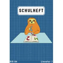 Independently published Lineatur 7 A4: Faultier Heft Mathematik Heft klasse 2 und klasse 1 | Schulheft Kariert Ohne Rand | 50 Blatt | Blau