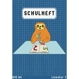 Independently published Lineatur 7 A4: Faultier Heft Mathematik Heft klasse 2 und klasse 1 | Schulheft Kariert Ohne Rand | 50 Blatt | Blau