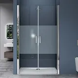 SoGood doporro Duschtür Nischentür dusche Duschabtrennung Duschkabine 85cm Nischendrehtür 195cm ESG-Sicherheitsglas mit Milchglas-Streifen Drehtür mit... Hebe- und Senkmechanismus Teramo24MS
